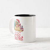 Niedlicher Weihnachtshund Zweifarbige Tasse (Vorderseite Links)