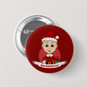 Niedlicher Weihnachtsjunge Cartoon Button (Vorne & Hinten)
