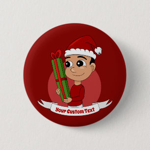 Niedlicher Weihnachtsjunge Cartoon Button