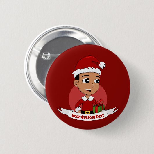 Niedlicher Weihnachtsjunge Cartoon Button (Vorne & Hinten)