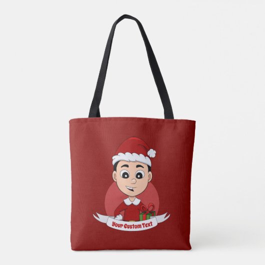 Niedlicher Weihnachtsjunge Cartoon Tote Tasche (Rückseite)
