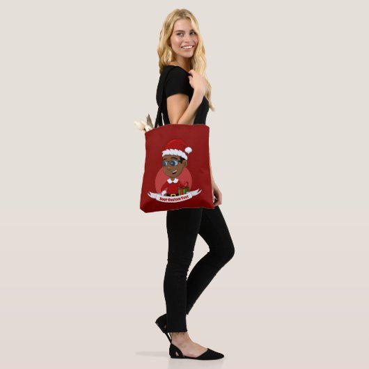 Niedlicher Weihnachtsjunge Cartoon Tote Tasche (Am Model)