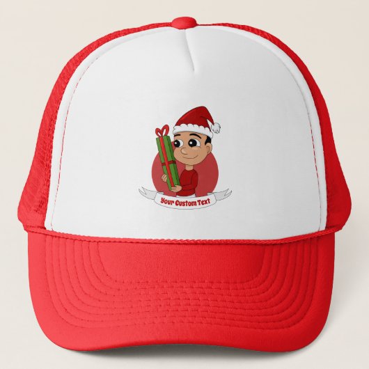 Niedlicher Weihnachtsjunge Cartoon Trucker Hat Truckerkappe (Vorderseite)