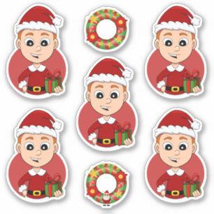 Niedlicher Weihnachtsjunge mit Ingwerhaar Aufkleber