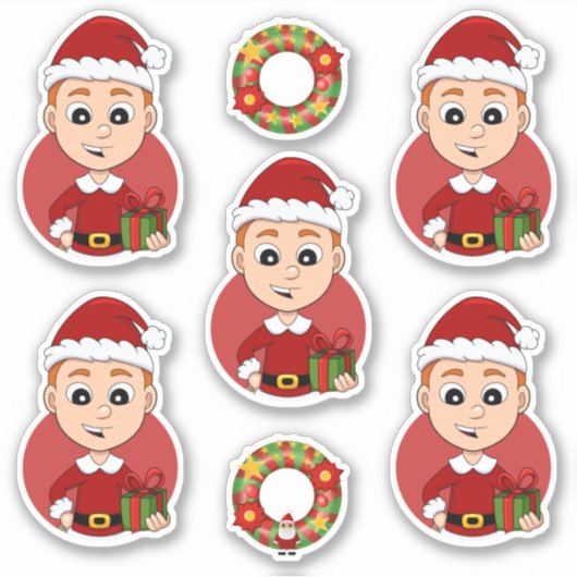 Niedlicher Weihnachtsjunge mit Ingwerhaar Aufkleber (Vorderseite)