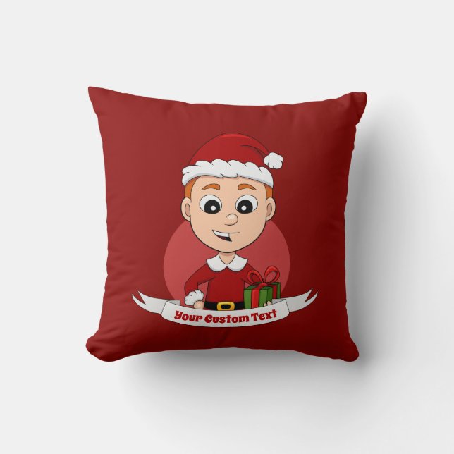 Niedlicher Weihnachtsjunge mit Ingwerhaar Kissen (Vorderseite)
