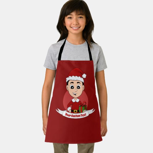 Niedlicher Weihnachtsjunge mit schwarzem Haar Schürze (Insitu)