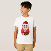 Niedlicher Weihnachtsjunge mit schwarzem Haar T-Shirt (Vorne ganz)