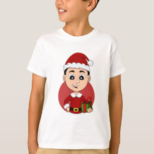 Niedlicher Weihnachtsjunge mit schwarzem Haar T-Shirt