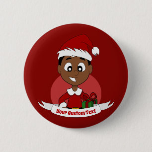 Niedlicher Weihnachtsjungen-Cartoon Button