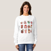 Niedlicher Weihnachtskaffee Retro Peppermint Sweatshirt (Vorne ganz)