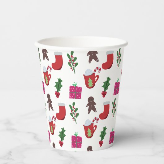 Niedlicher Weihnachtskalender Winterurlaub Pappbecher (Vorderseite)