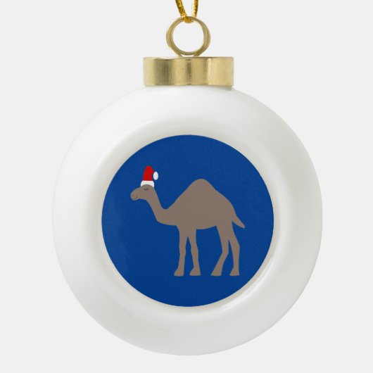 Niedlicher Weihnachtskamel Keramik Kugel-Ornament (Vorderseite)