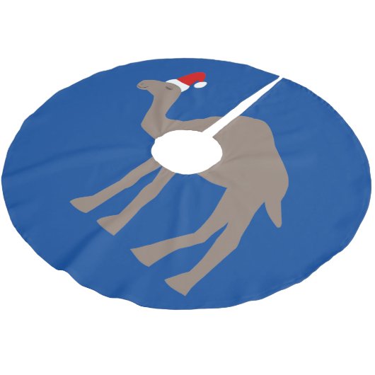 Niedlicher Weihnachtskamel Polyester Weihnachtsbaumdecke (Schrägansicht)