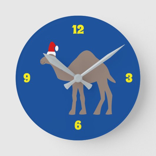 Niedlicher Weihnachtskamel Runde Wanduhr (Vorderseite)