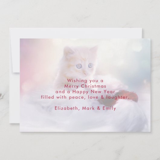 Niedlicher Weihnachtskätzchen Feiertag Dankeskarte (Rückseite)