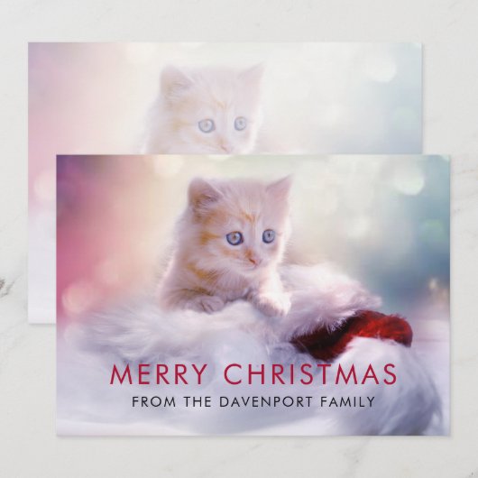 Niedlicher Weihnachtskätzchen Feiertag Dankeskarte (Vorne/Hinten)