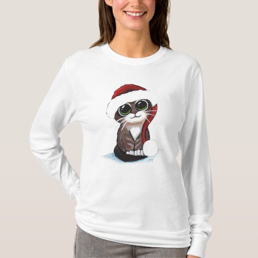 Niedlicher Weihnachtskätzchen-T - Shirt (Vorderseite)