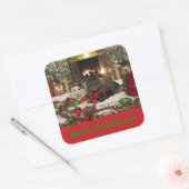 Niedlicher Weihnachtskatzenaufkleber Quadratischer Aufkleber (Umschlag)