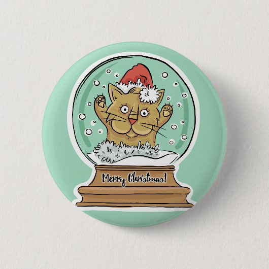 Niedlicher Weihnachtskatzknopf Button (Vorderseite)