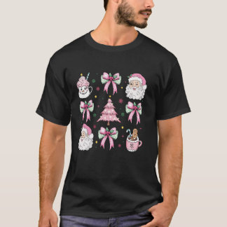 Niedlicher Weihnachtsklaus Coquette Bow Pink Weihn T-Shirt