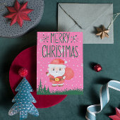 Niedlicher Weihnachtsklaus Rosa Postkarte