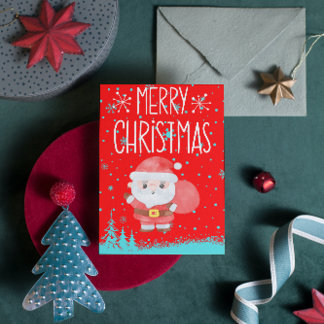 Niedlicher Weihnachtsklaus - Rote Postkarte
