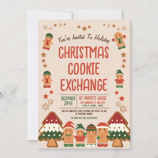 Niedlicher Weihnachtskochtausch Einladung (Vorderseite)