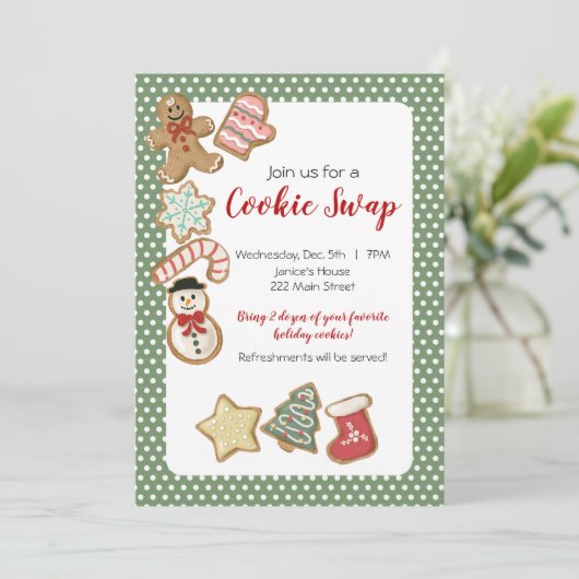 Niedlicher Weihnachtskochtausch Einladung (Stehend Vorderseite)