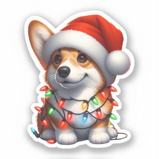 Niedlicher Weihnachtskorgi Aufkleber (Vorderseite)