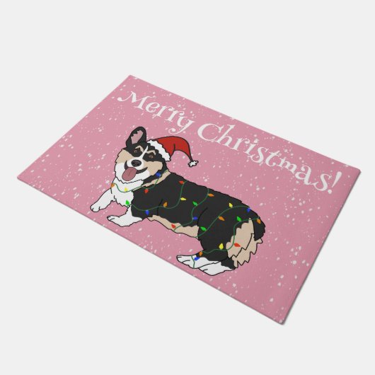 Niedlicher Weihnachtskorgi Fußmatte (Schrägansicht)
