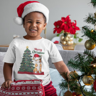 Niedlicher Weihnachtskorgi in der Weihnachtsmannmü Kleinkind T-shirt