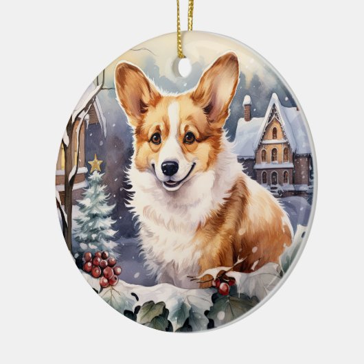 Niedlicher Weihnachtskorgi Keramik Ornament (Links)