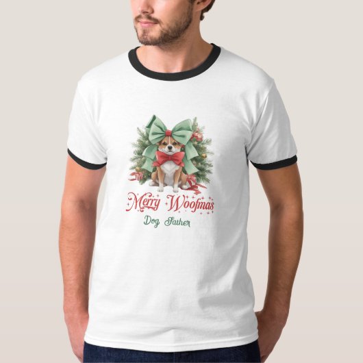 Niedlicher Weihnachtskorgi mit Hundevaterschrift T-Shirt (Vorderseite)