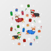 Niedlicher Weihnachtskorgis in Hats & Sweaters Fensteraufkleber (Blatt)
