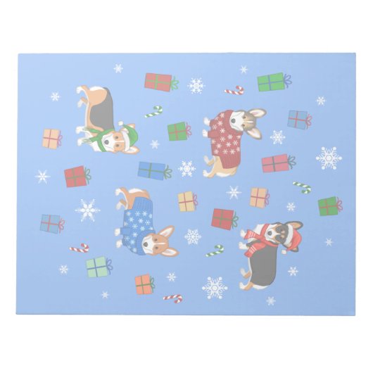 Niedlicher Weihnachtskorgis in Hats & Sweaters Notizblock (Vorderseite)