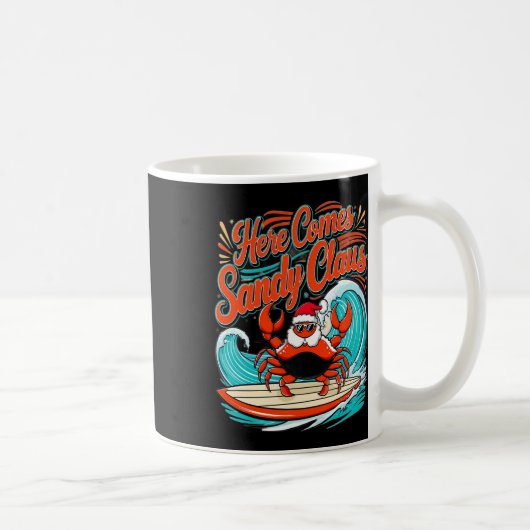 Niedlicher Weihnachtskrab Pub Weihnachtsmannmütze Kaffeetasse (Rechts)