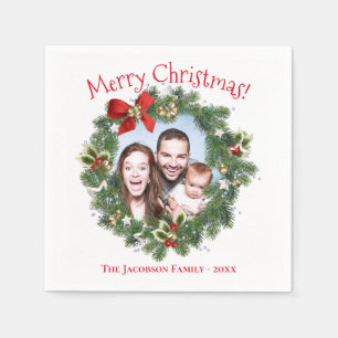 Niedlicher Weihnachtskranz Foto Serviette