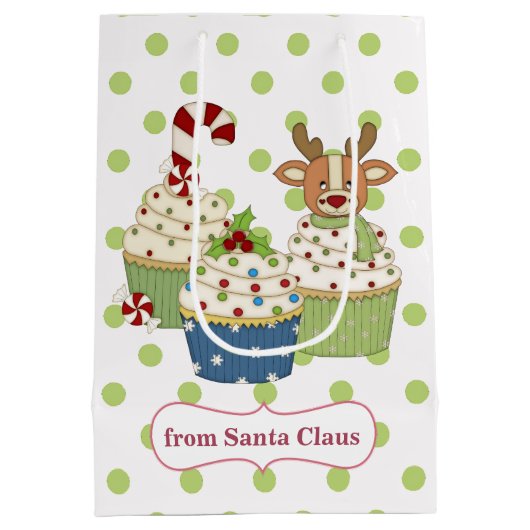 Niedlicher Weihnachtskuchen Punkt Personalisiert Mittlere Geschenktüte (Rückseite)