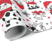 Niedlicher Weihnachtskuhbull Geschenkpapier (Rolleneckpunkt)
