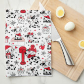 Niedlicher Weihnachtskuhbull Geschirrtuch (Viertel Falte)