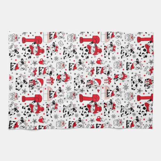 Niedlicher Weihnachtskuhbull Geschirrtuch (Horizontal)