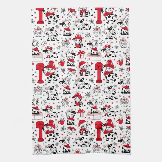 Niedlicher Weihnachtskuhbull Geschirrtuch (Vertikal)