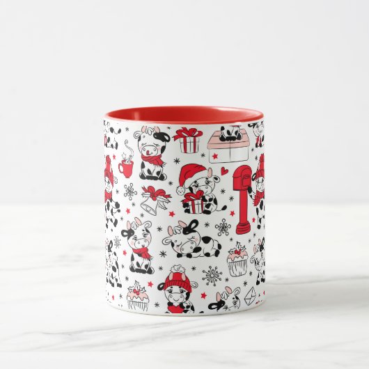 Niedlicher Weihnachtskuhbull Tasse (Zentrum)