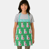 Niedlicher Weihnachtslama auf Grün Personalisiert Schürze (Insitu)