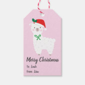 Niedlicher Weihnachtslama auf hellrosa Geschenketi Geschenkanhänger (Vorderseite)