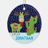 Niedlicher Weihnachtslama mit Namen Keramik Ornament (Links)