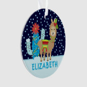 Niedlicher Weihnachtslama mit Namen Ornament (Vorderseite)