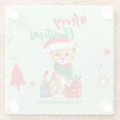 Niedlicher Weihnachtsleopard Glasuntersetzer (Rückseite)