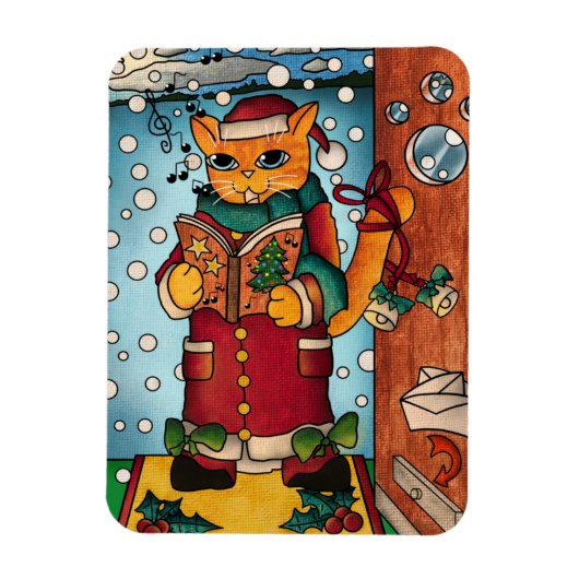 Niedlicher Weihnachtslieder Cat Magnet (Vertikal)